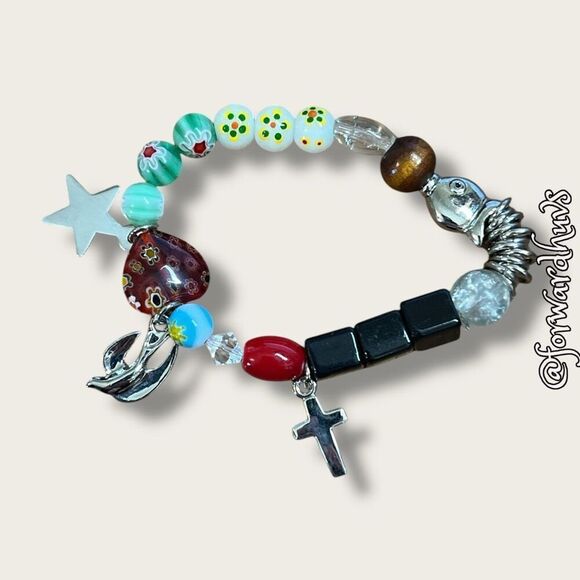 Bundle Sale 3 for $15 | Unique Stretch Bracelet with Beads and Charms - Picture 3 of 6